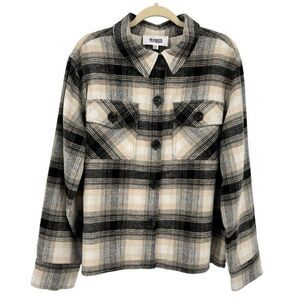 BB Dakota by Steve Madden Women's Boxy Shacket Anthracite Multi Size XXL